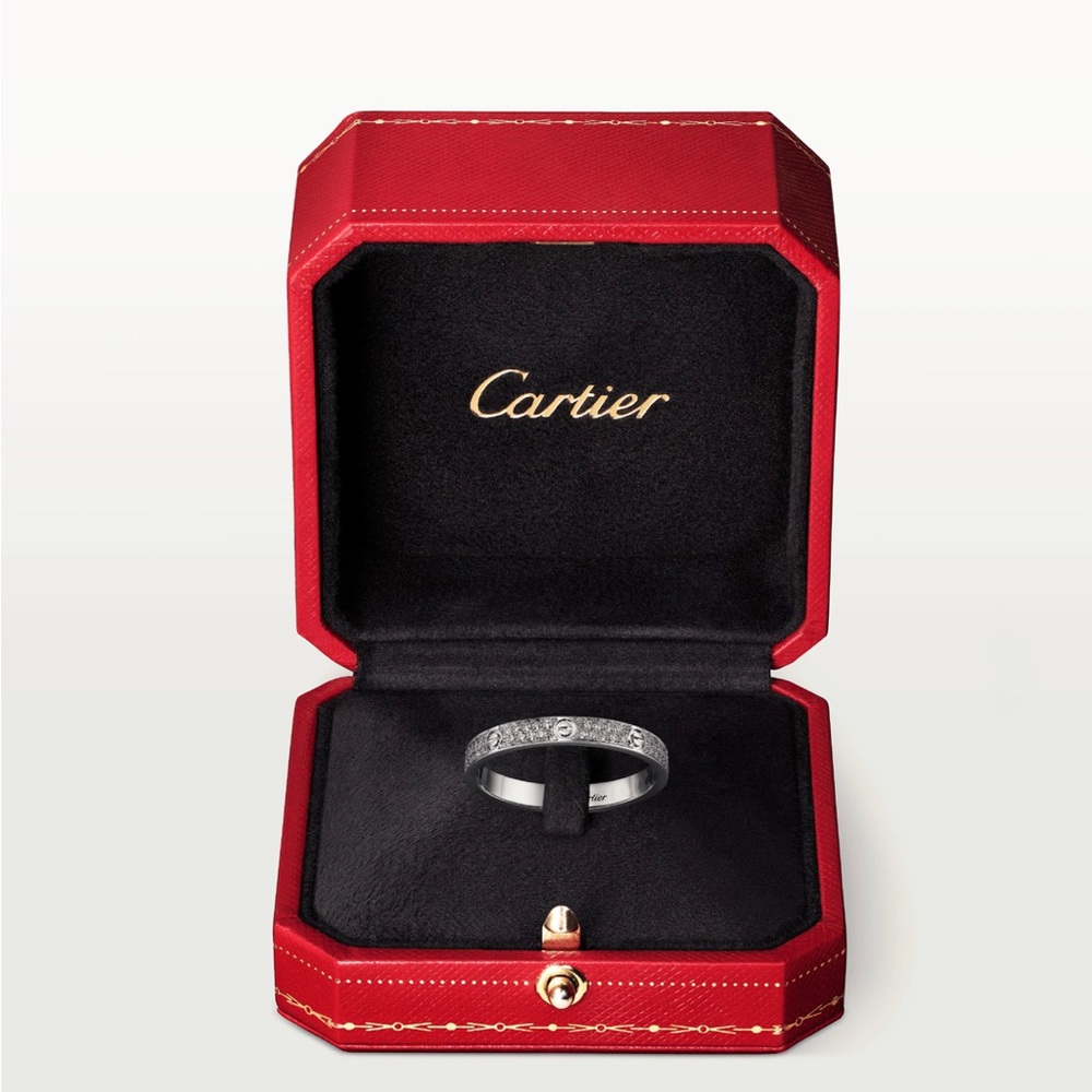 ***SOLD** Cartier Pave Diamonds Love Ring White gold Box +Cert of Authenticity - Picture 2 of 15